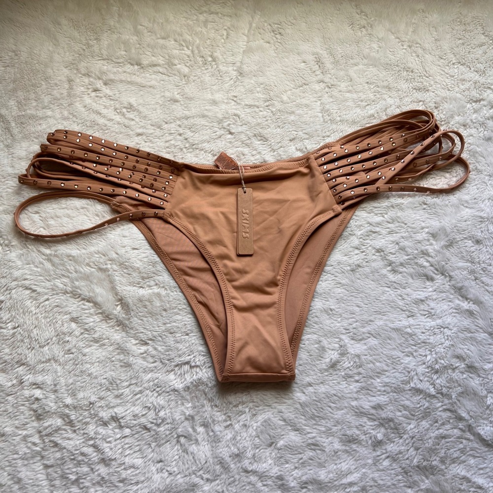SKIMS Womens Rhinestone Strappy Bikini Bottom Ochre BB-CKY-3185 Size 3X NWT